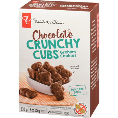 PC Chocolate Crunchy Cubs Graham Cookies, 210g/7.4oz, {Imported from Canada}
