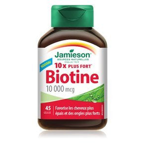 Jamieson Biotin 10,000 mcg, 45 softgels, {Imported from Canada}