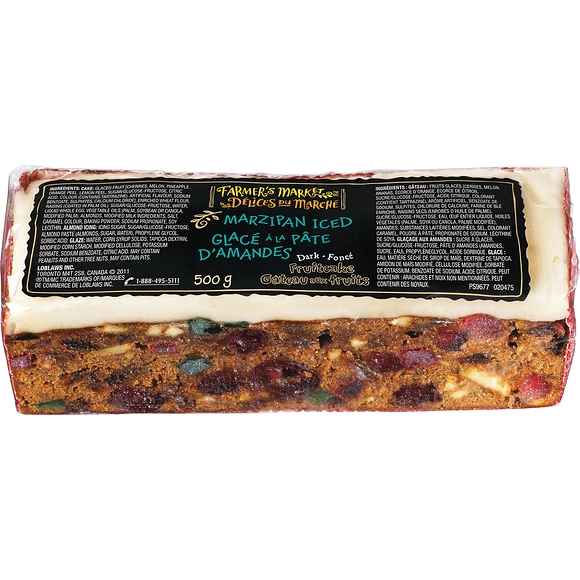 Farmers Market Dark Fruitcake With Marzipan Icing - 500g  {Canadian}