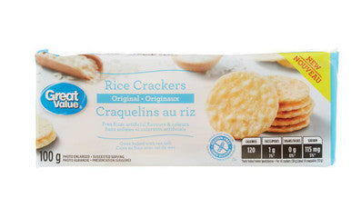 Great Value, Gluten Free, Original Rice Crackers, 100g/3.5 oz., {Imported from Canada}