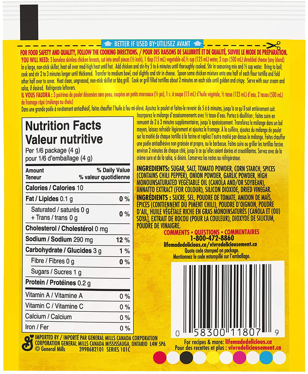 Old El Paso Quesadilla Seasoning Mix, 24g/0.8oz., {Imported from Canada}