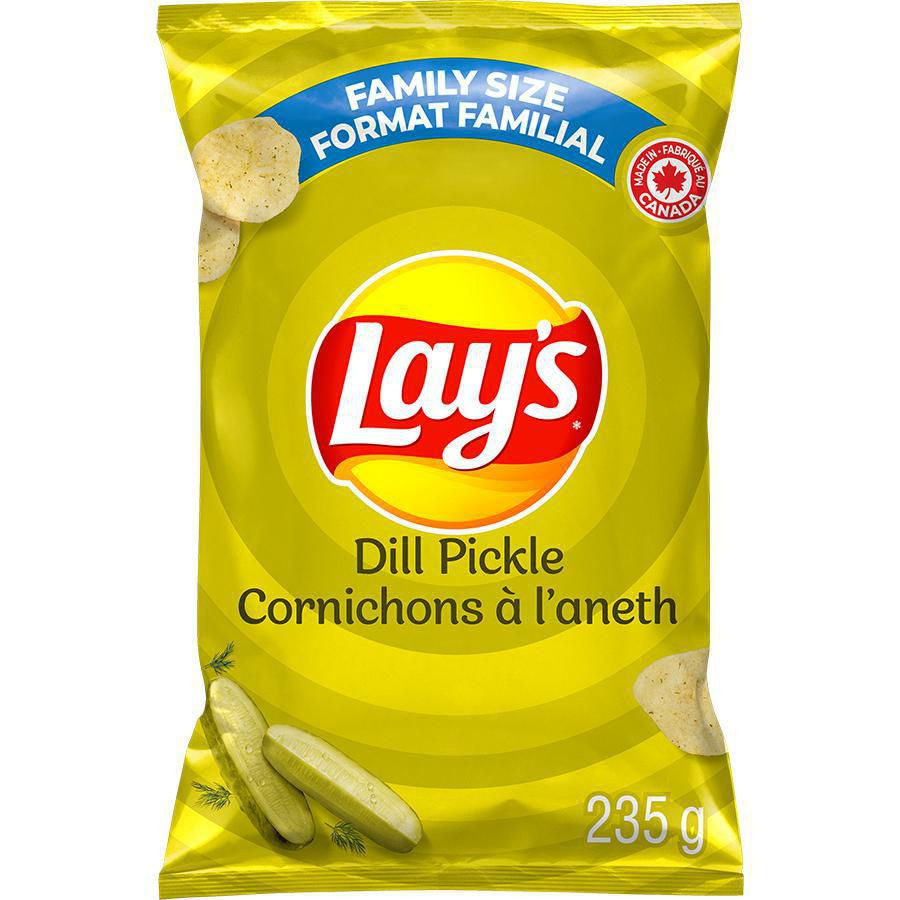Lays Dill Pickle Potato Chips, 235g/ 8.3oz Bag {Imported From Canada} (2-Pack)