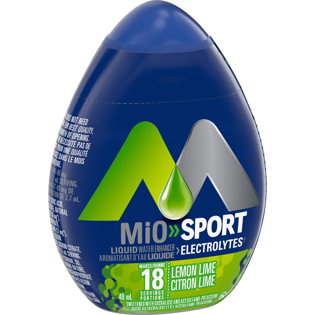 MiO Sport Lemon-Lime Electrolyte Liquid Water Enhancer, 48mL/1.6 fl. oz., (12 pack) {Imported from Canada}