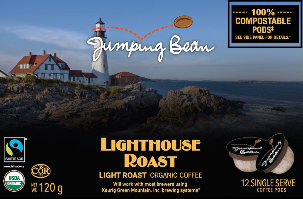 Jumping Bean Organic Single Serve Coffee Pods, Lighthouse Roast, 12 Count (Pack of 6)