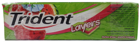 Trident Layers Sugar Free Gum (14-Pieces/Pack, 12ct/Box) (Watermelon Tropical Punch) (Imported from Canada)