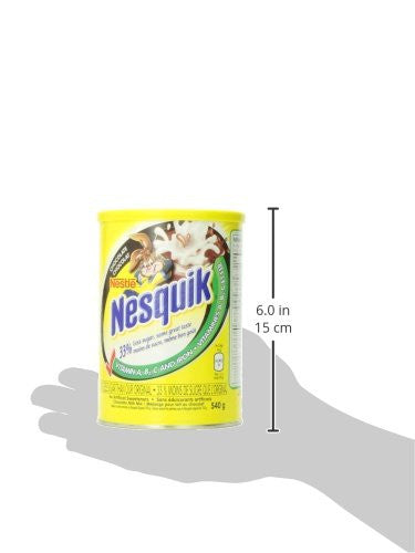 Nesquik Less Sugar Vitamin Enriched Chocolate Powder, 540g/19 oz. Canister {Imported from Canada}