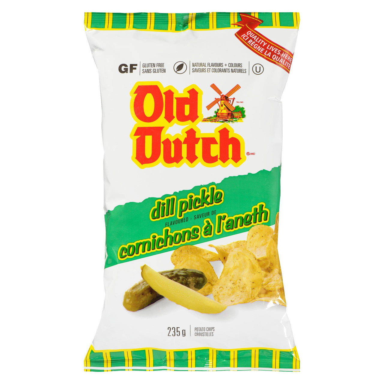 Old Dutch Dill Pickle Chips 2 Large Bags, 235g/8.2 oz. each {Imported From Canada}
