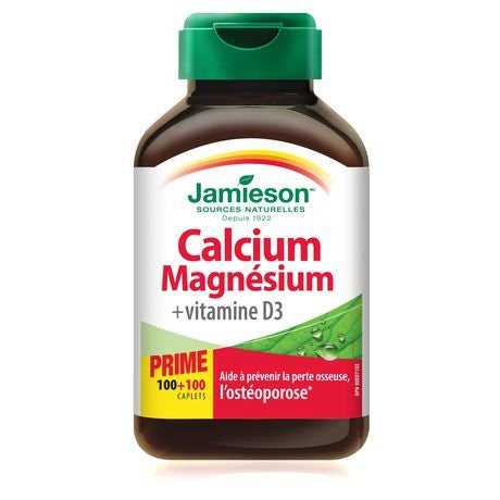 Jamieson Calcium and Magnesium with Vitamin D3 100 Caplets plus 100 Bonus