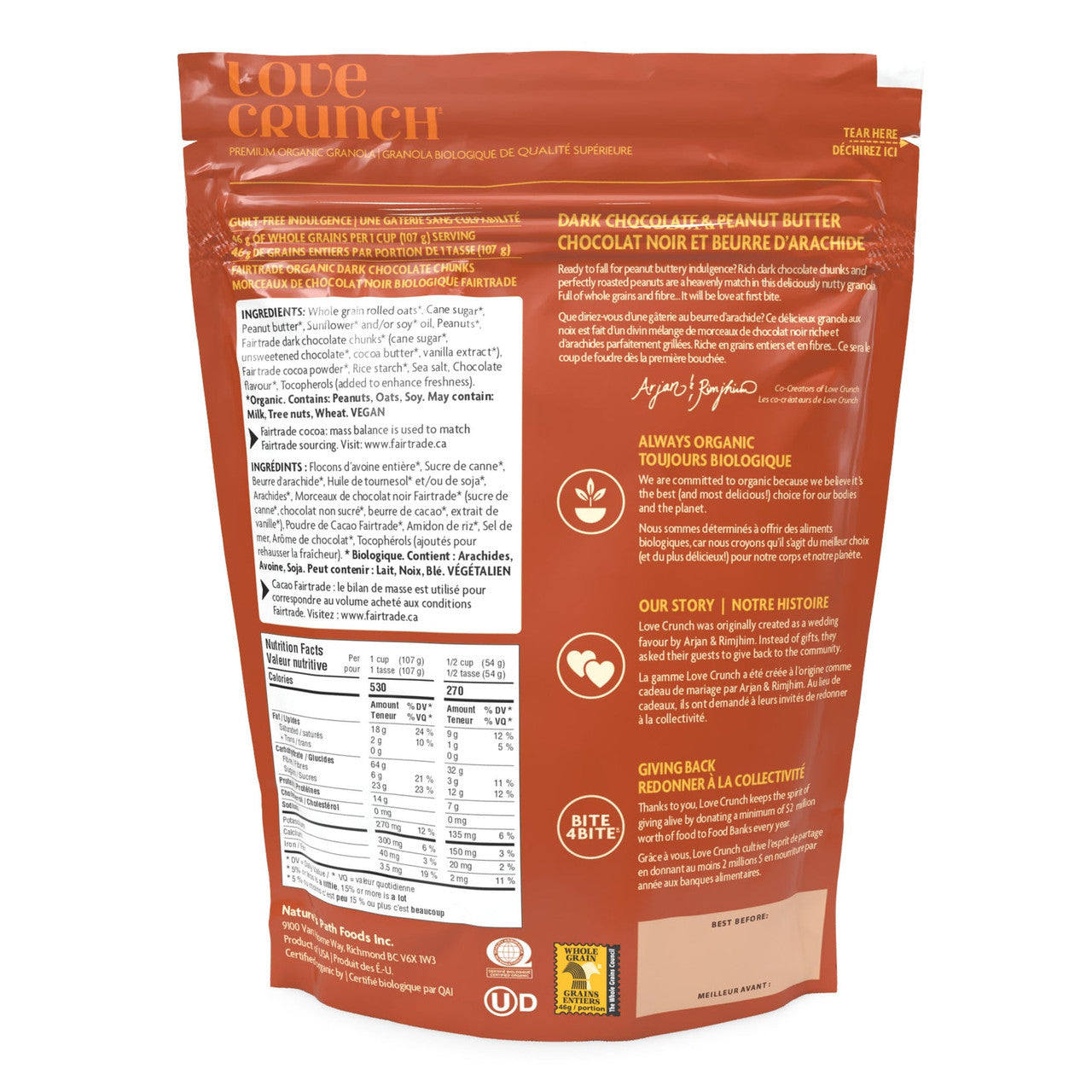 Nature's Path Love Crunch Organic Dark Chocolate & Peanut Butter Grano