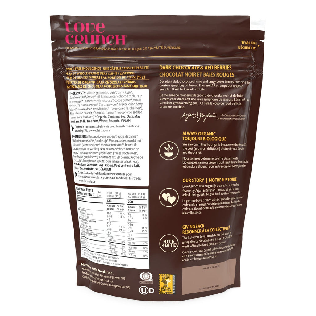 Nature's Path Love Crunch Organic Dark Chocolate & Red Berries Granola, 325g/11 oz. Bag {Imported from Canada}