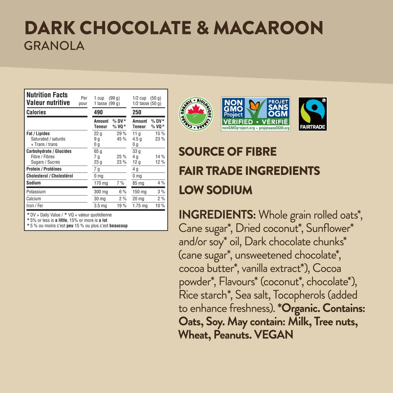 Nature's Path Love Crunch Organic Dark Chocolate Macaroon Granola, 325g/11 oz. Bag {Imported from Canada}