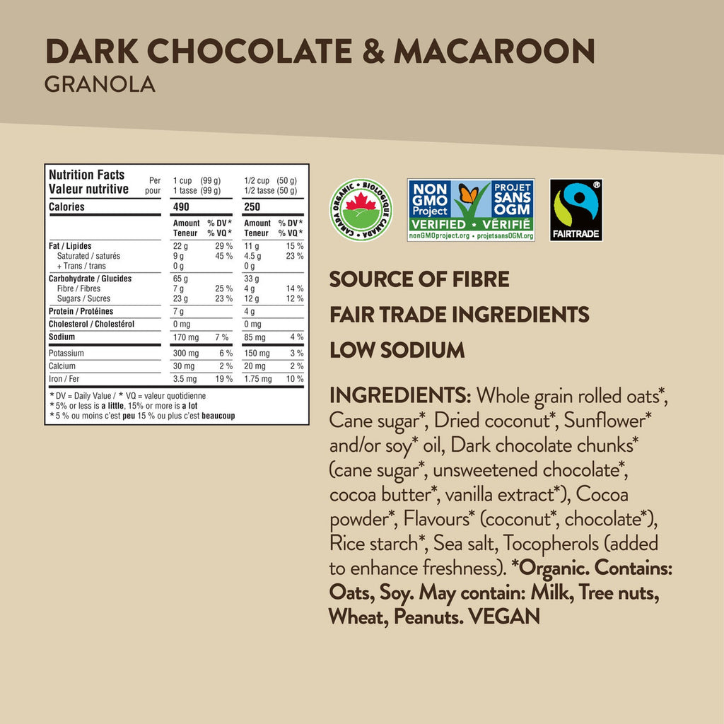 Nature's Path Love Crunch Organic Dark Chocolate Macaroon Granola, 325g/11 oz. Bag {Imported from Canada}