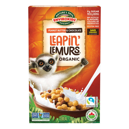 Nature's Path EnviroKidz Organic Leapin' Lemurs Peanut Butter Chocolate Cereal, 284g/10 oz. Box {Imported from Canada}