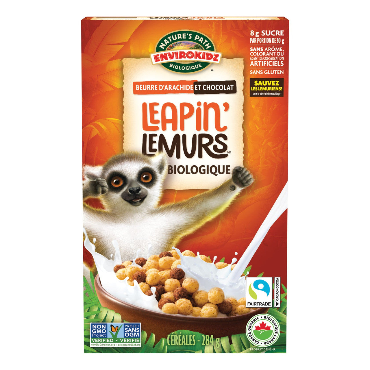 Nature's Path EnviroKidz Organic Leapin' Lemurs Peanut Butter Chocolate Cereal, 284g/10 oz. Box {Imported from Canada}