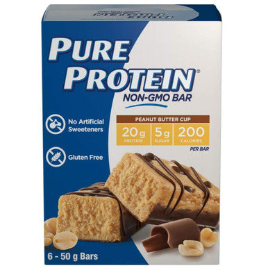 Pure Protein Bars, Gluten Free, Peanut Butter Cup, 50g, 6ct, {Imported from Canada}