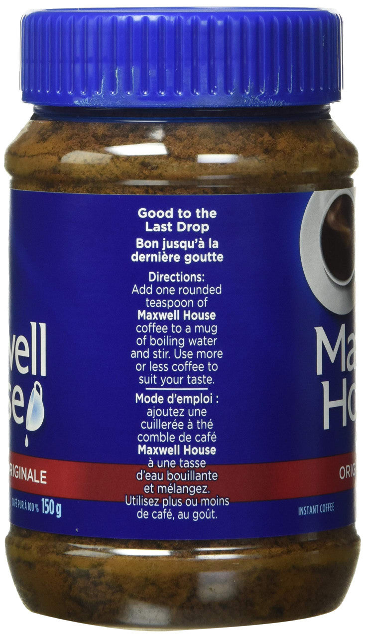 MAXWELL HOUSE Original Instant Coffee, 150g/5.3 oz., {Imported from Canada}