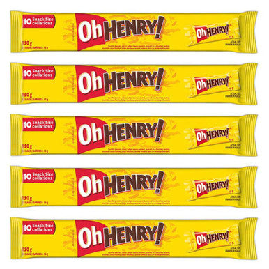 HERSHEY'S Oh Henry! Snack Size Candy bar 10ct, 5 Pack, 150g/5.3 oz., {Imported from Canada}