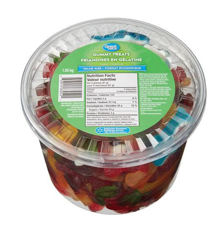 Great Value, 1.05kg/2.3lbs, Tub of Gummy Treats, (Imported from Canada)