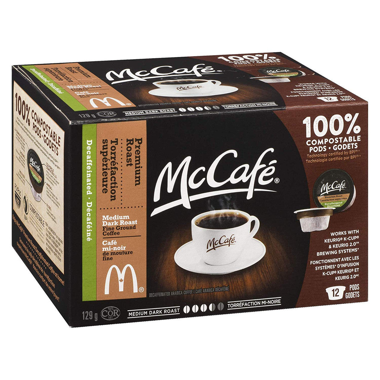 McCafé Premium Roast Decaffeinated Coffee Keurig K-Cup Pods, 72 Pods (6 Boxes of 12 Pods) {Imported from Canada}