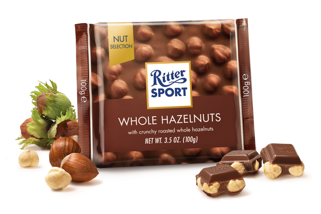 Ritter Sport Nut Selection Milk Chocolate with Whole Hazelnuts Bar, 100g/3.5 oz. Bar {Imported from Canada}