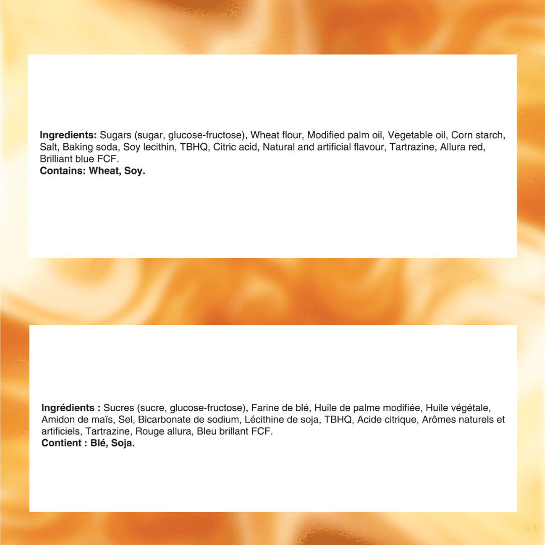 Ingredients list for Oreo Brown Sugar Bubble Tea Sandwich Cookies on a white background with an orange gradient