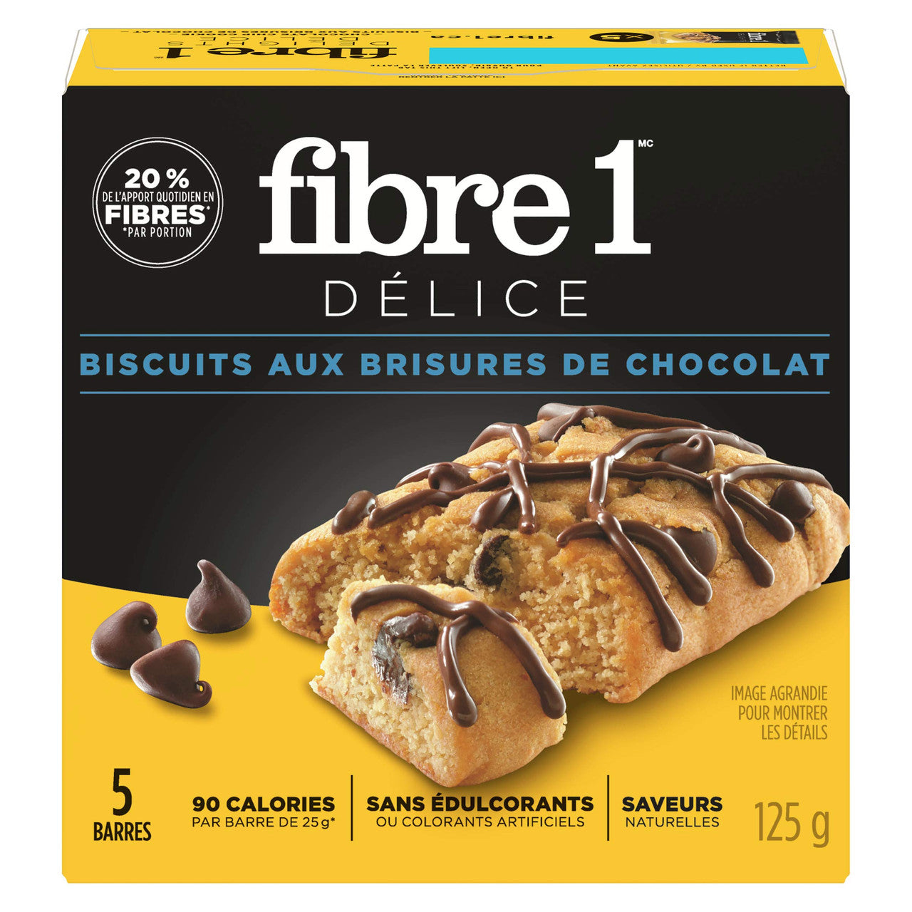 Fibre 1, Delights Chocolate Chip Cookie, 5ct, 125g/4.4oz., {Imported from Canada}
