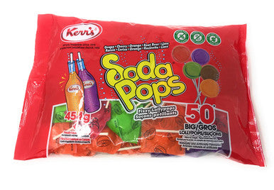 Kerr's Soda Pops Fizzy Lollypops Various Flavours, 454g/16 oz., Bag, 50 Big Lollypops {Imported from Canada}