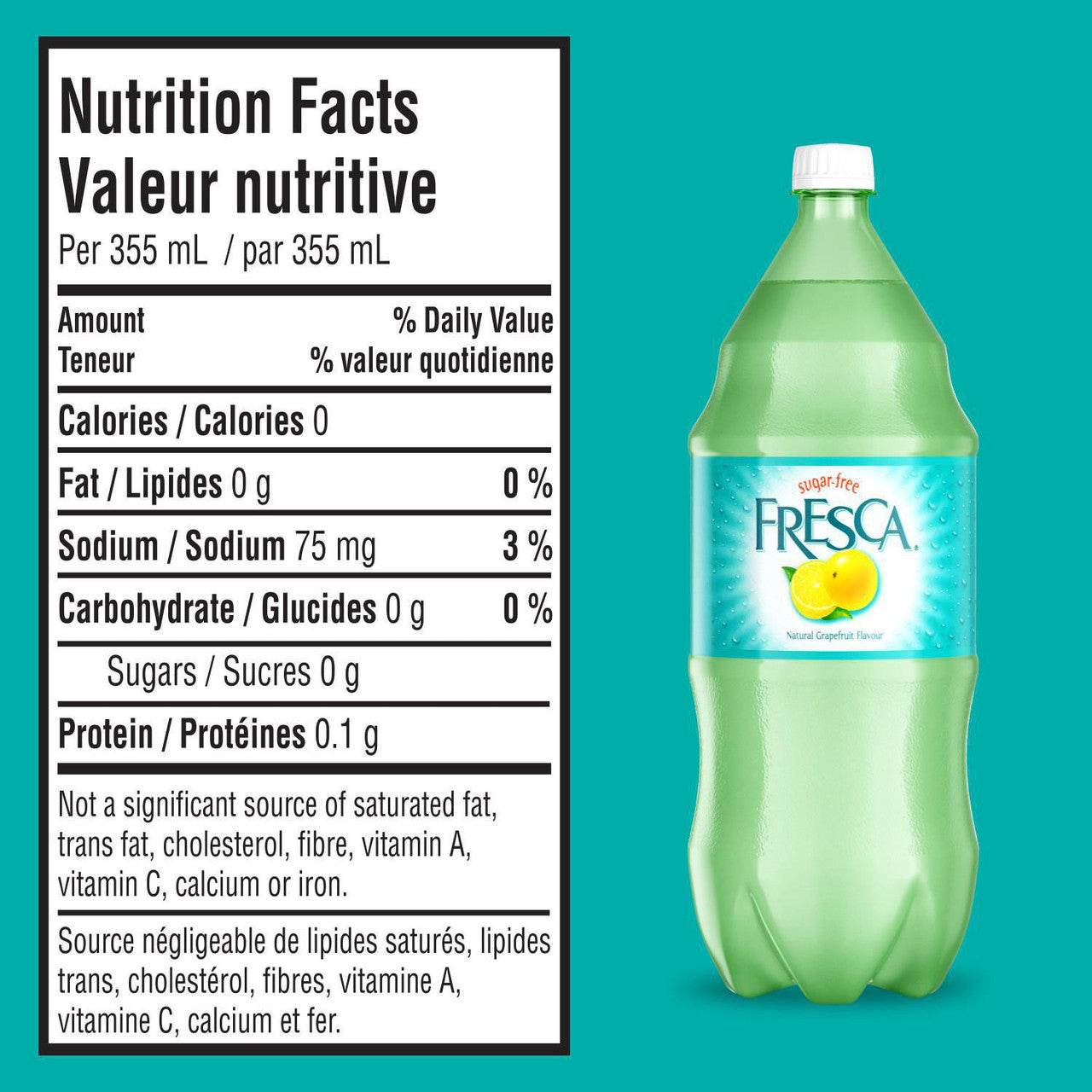 Fresca Soda 2L/67.6 fl.oz Bottle, Made by Coca Cola {Imported from Canada}