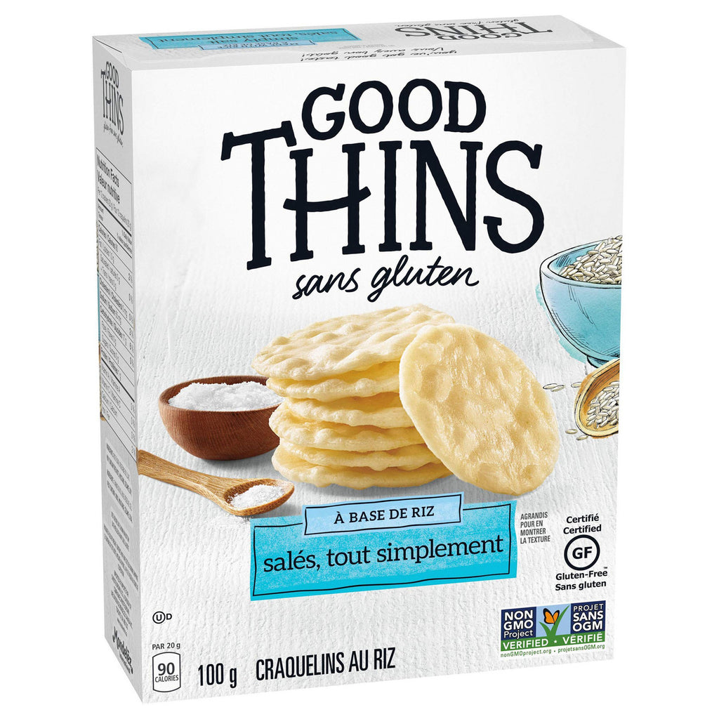 Good Thins Rice Thins Simply Salt Saltines, 100g/3.5oz, (Imported from Canada)