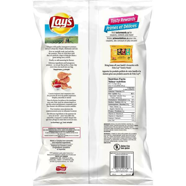 Lay's Wavy Old Fashioned Ketchup Potato Chips, 235g/8.3 oz. Bag, {Imported from Canada}