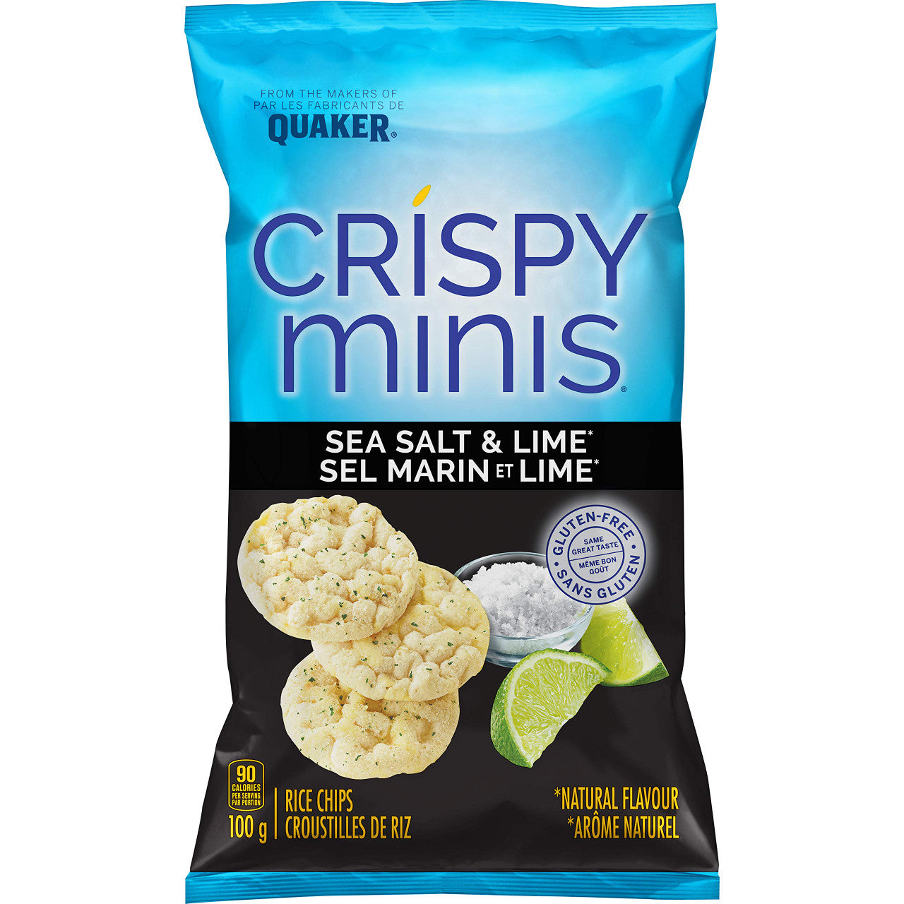 Quaker Crispy Minis Sea Salt and Lime Flavour Rice Chips (12pk) x 100g/3.5 oz. {Imported from Canada}