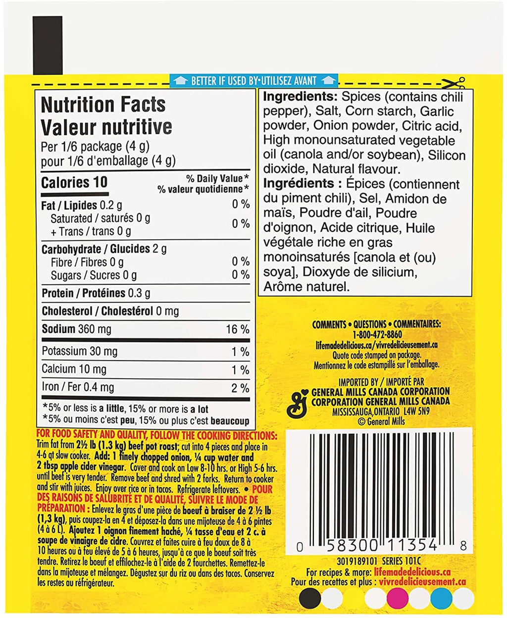 OLD EL PASO Beef Barbacoa Slow Cooker Seasoning Mix, 24g/0.8oz., 3-Pack {Imported from Canada}