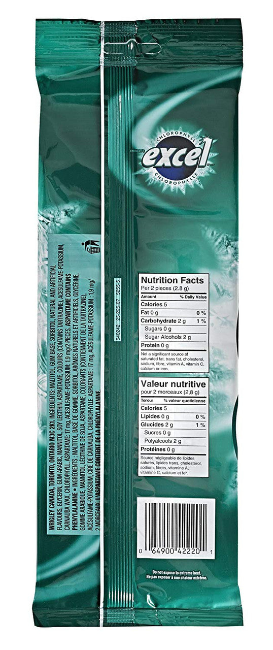 Excel Sugar Free Gum Chlorophyll 4-Pack {Imported from Canada}