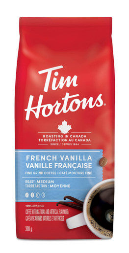 Tim Hortons French Vanilla Light Medium Roast Coffee 300 grams {Imported from Canada}