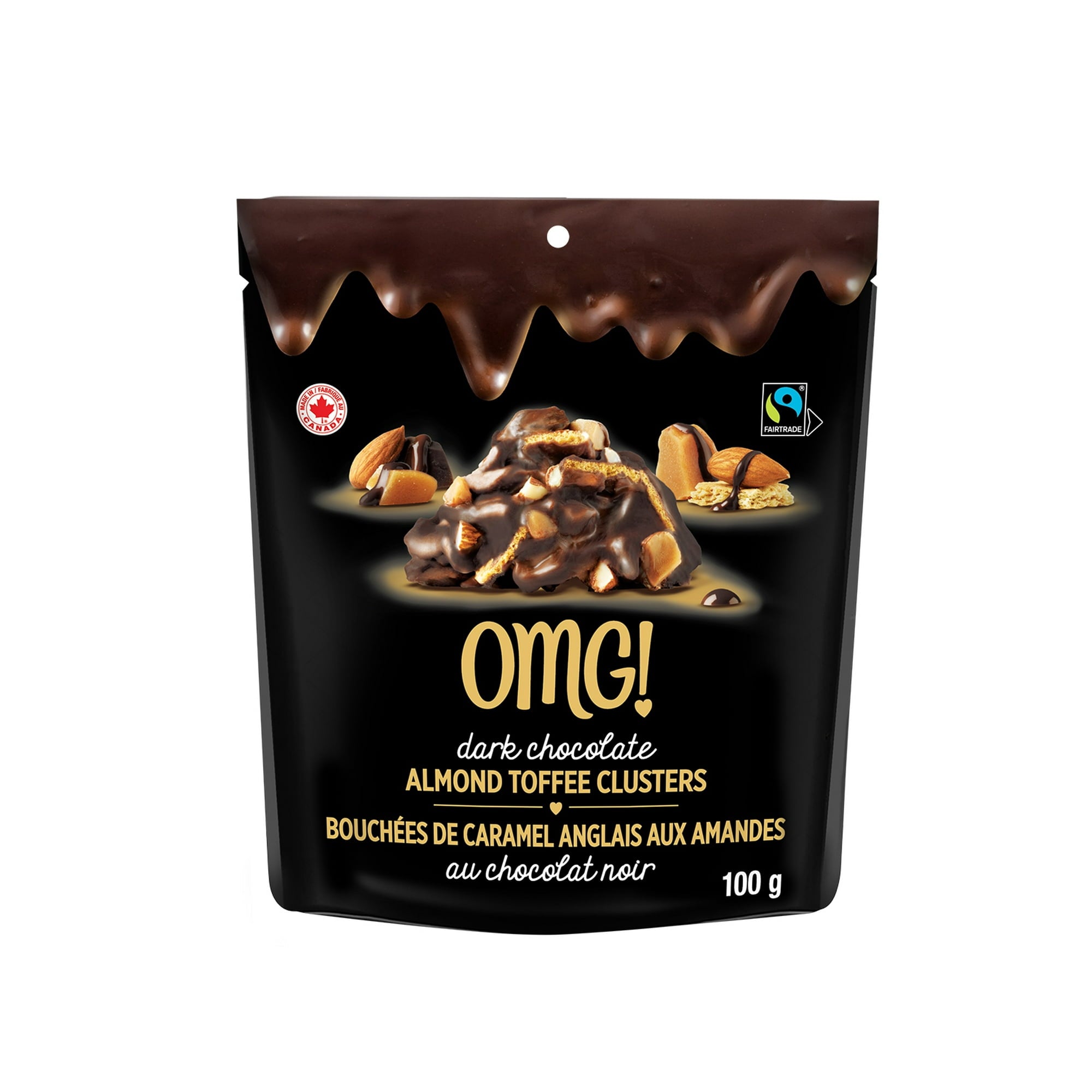 OMG! Dark Chocolate Almond Toffee Clusters, 100g/3.5 oz