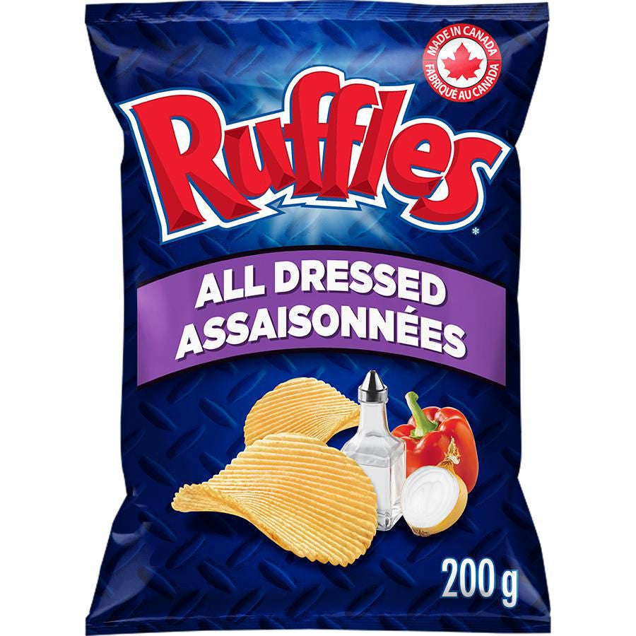 Lay's Ruffles Potato Chips,All Dressed,220g/7.8oz (4pk) {Imported from Canada}