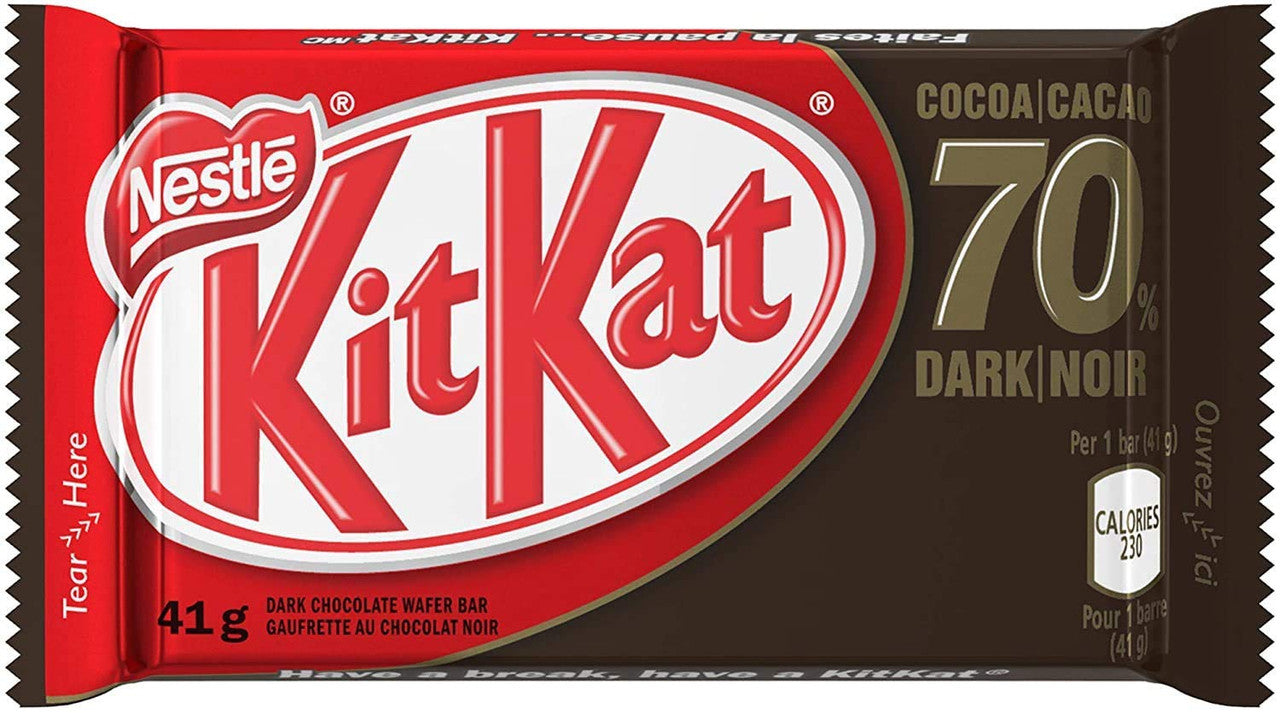 KIT KAT 4 Finger Dark Chocolate 70% Multipack 4x41g, 3-Pack {Imported from Canada}