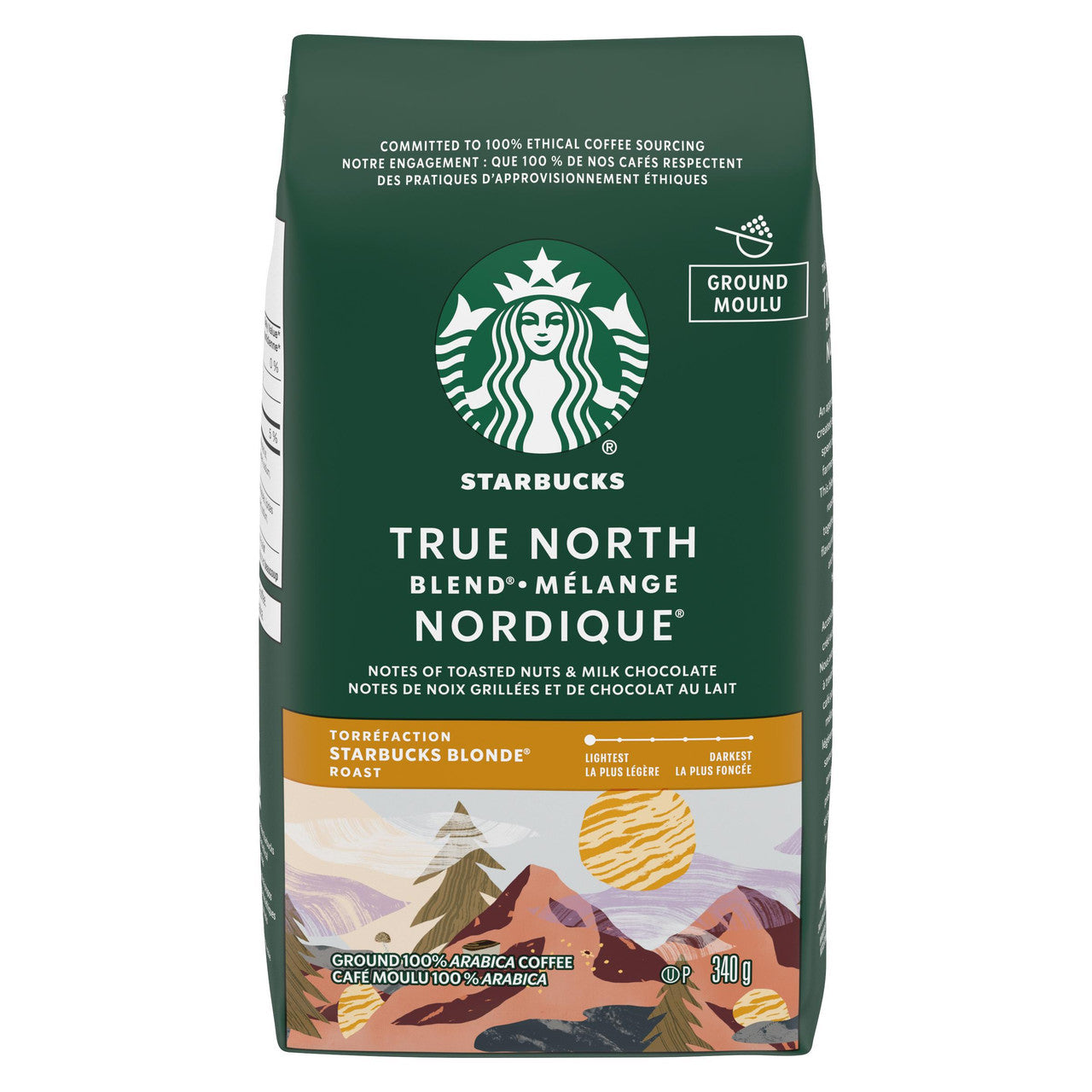Starbucks True North Blend Blonde Roast Ground Coffee, 340g/12 oz. Bag {Imported from Canada}