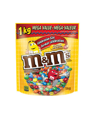 M&M's Peanut Candies, Celebration Size, Stand up Pouch, 1kg/35oz.(Imported from Canada)