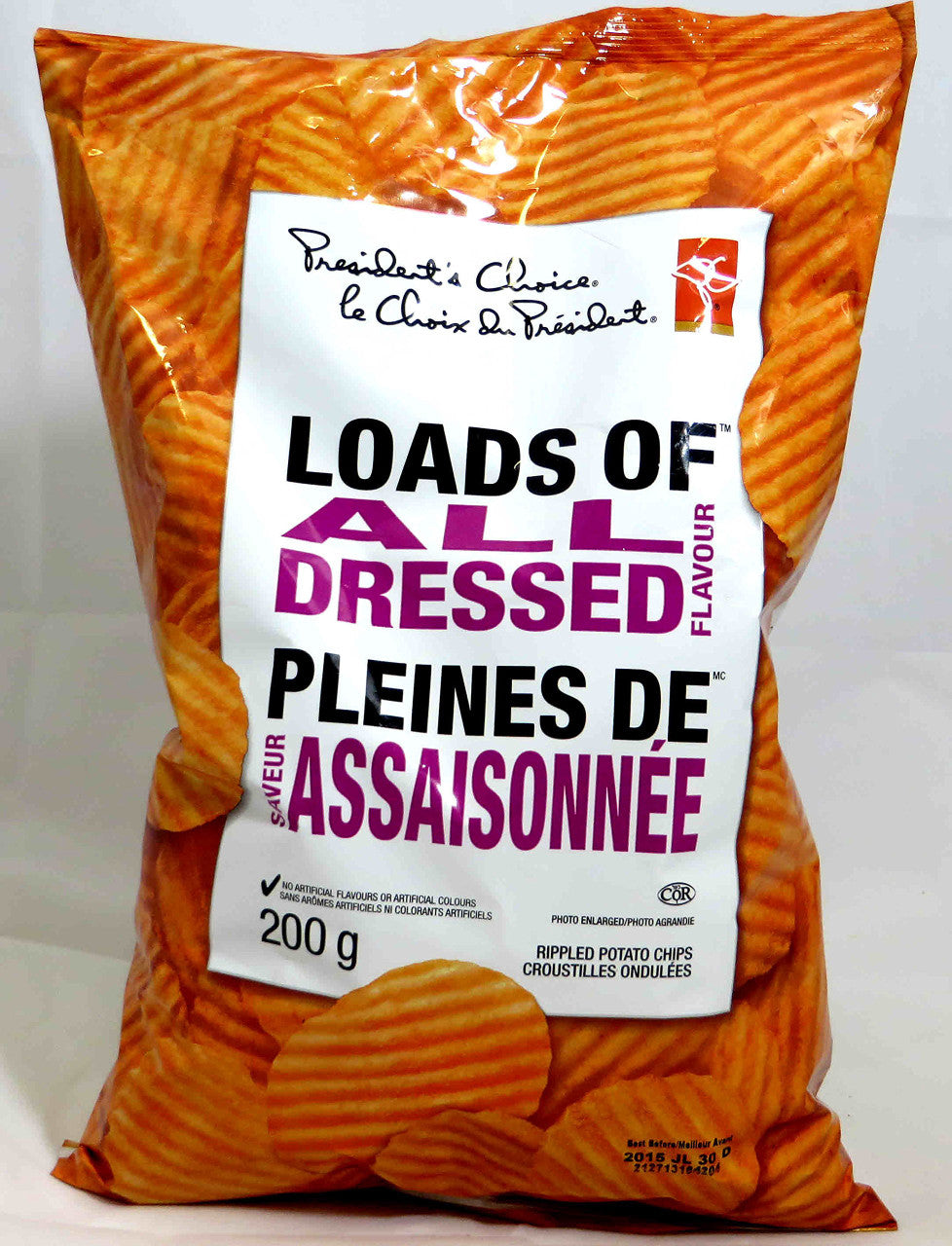 Canadian President's Choice Loads of All Dressed Flavour Chips [3 Large Bags]