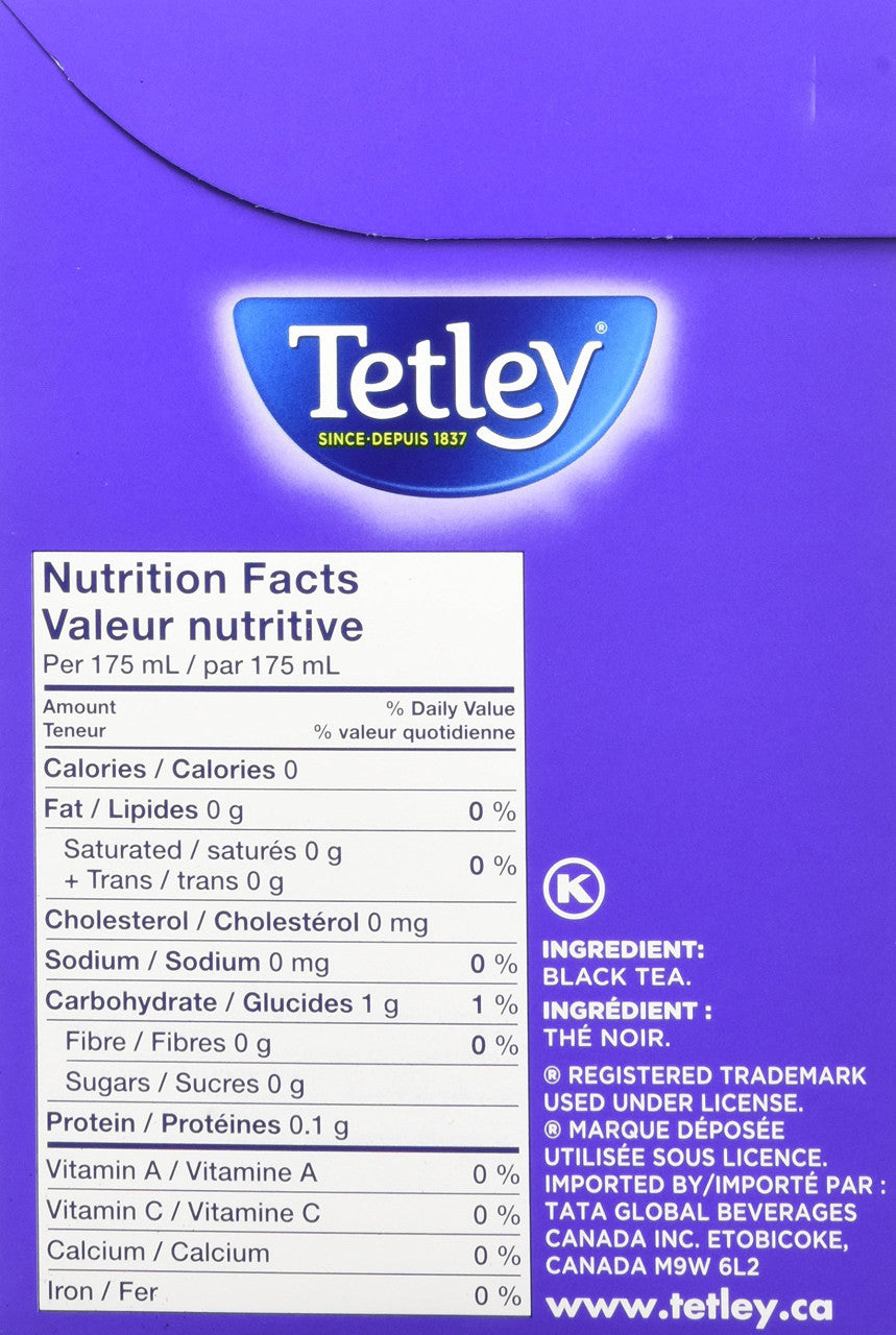 Tetley English Breakfast Tea, 60 Count, 189g/6.7 oz., {Imported from Canada}