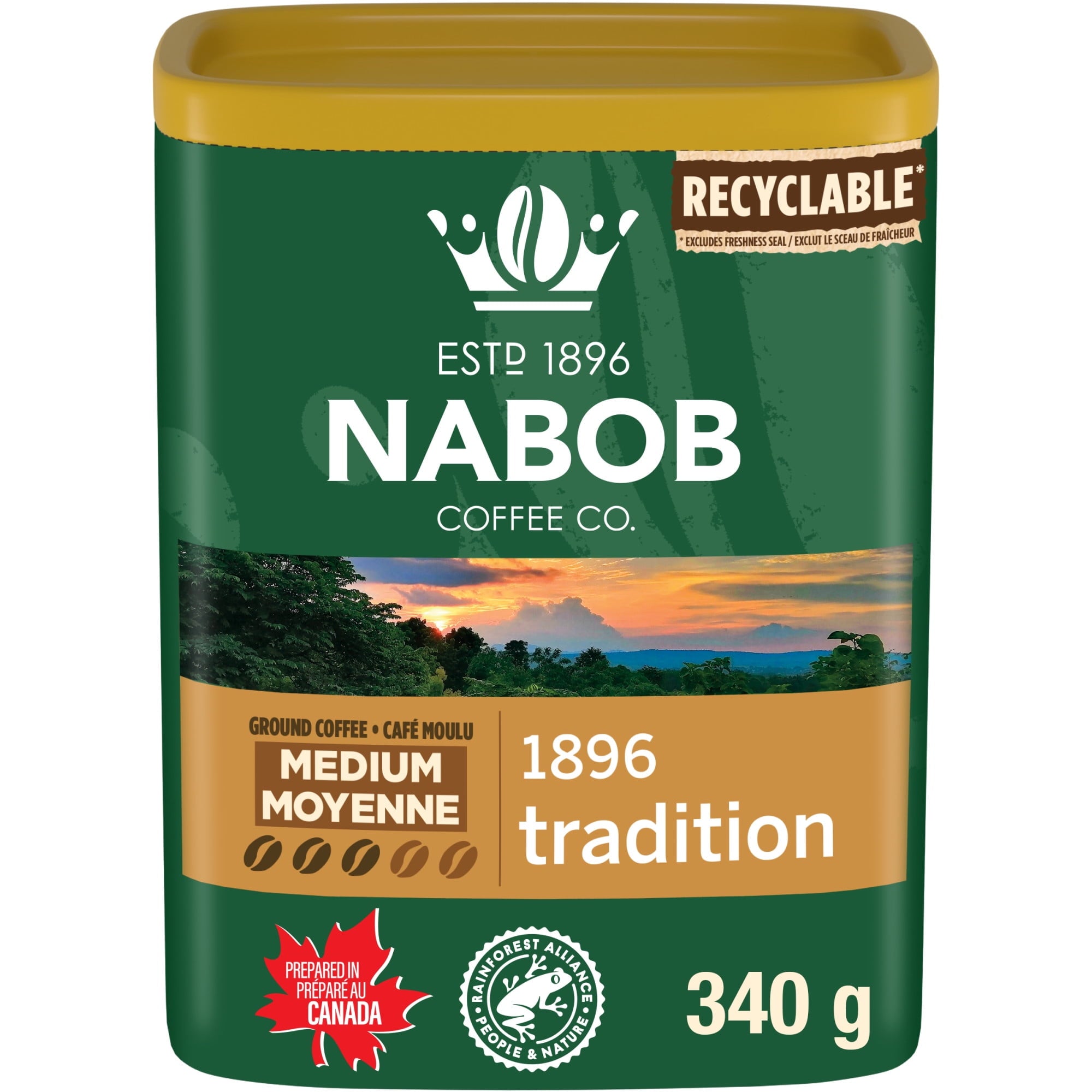 Front of Nabob 1896 Tradition Medium Roast Ground Coffee, 340g/12 oz., Box