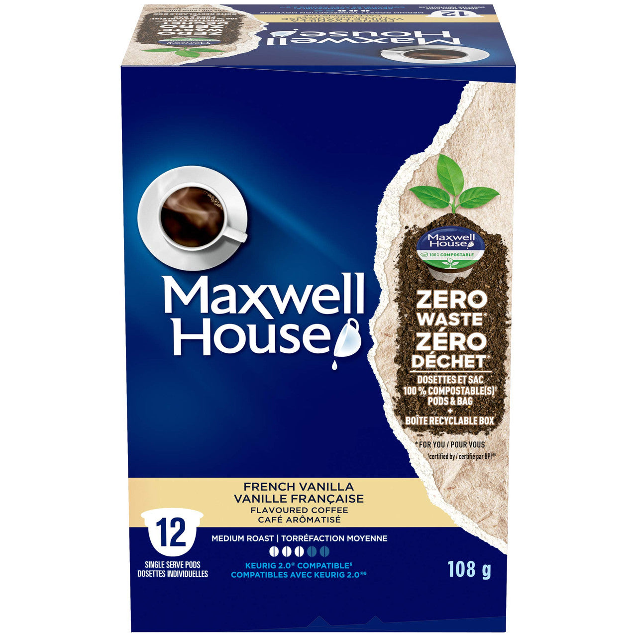 Maxwell House, French Vanilla Coffee, Keurig K-Cup Pods, 12 Pods, {Imported from Canada}