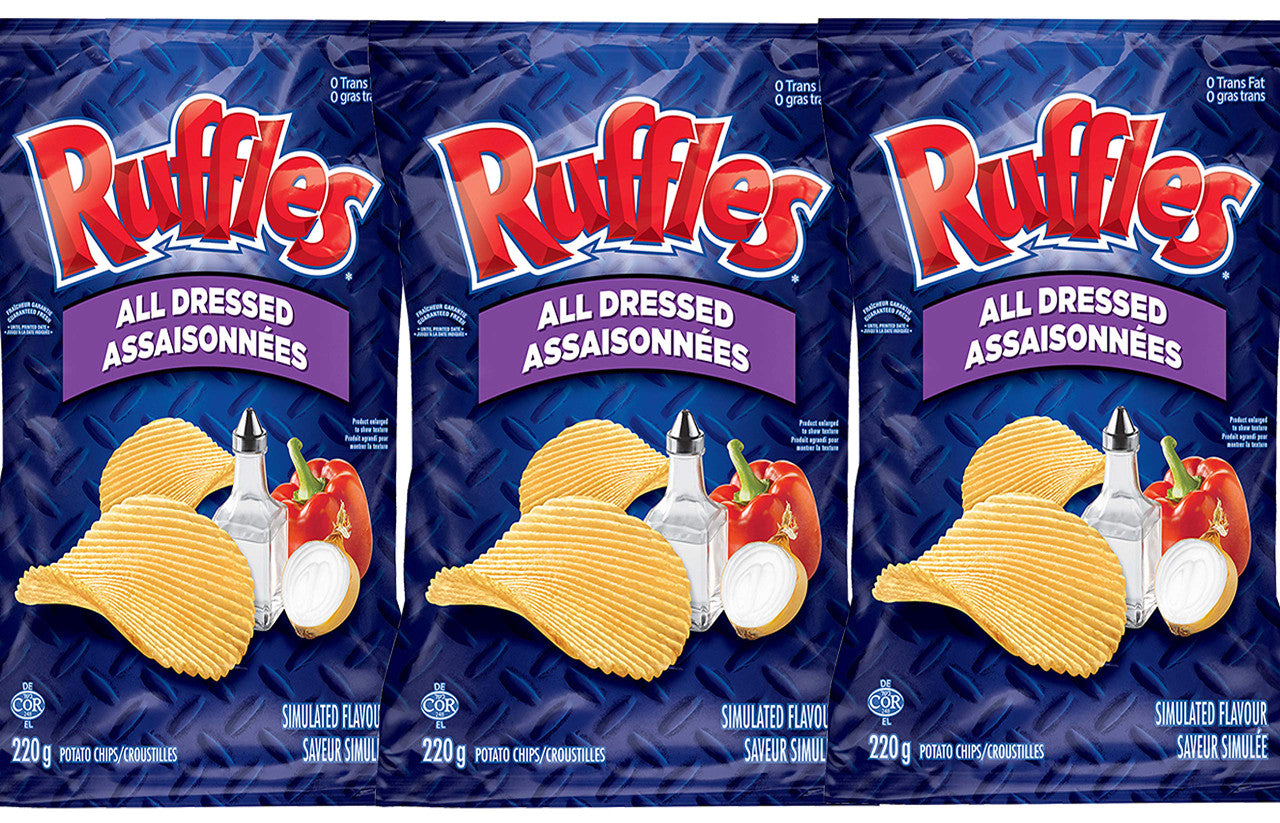 Ruffles All Dressed Potato Chips 220g/7.8oz. (3-Pack), {Imported from Canada}
