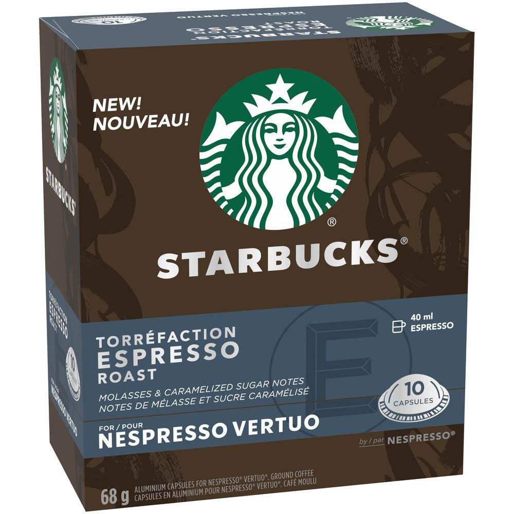 Starbucks Espresso Roast Coffee, Capsules for Nespresso Vertuo, 10 count, 68g/2.4 oz. Box {Imported from Canada}