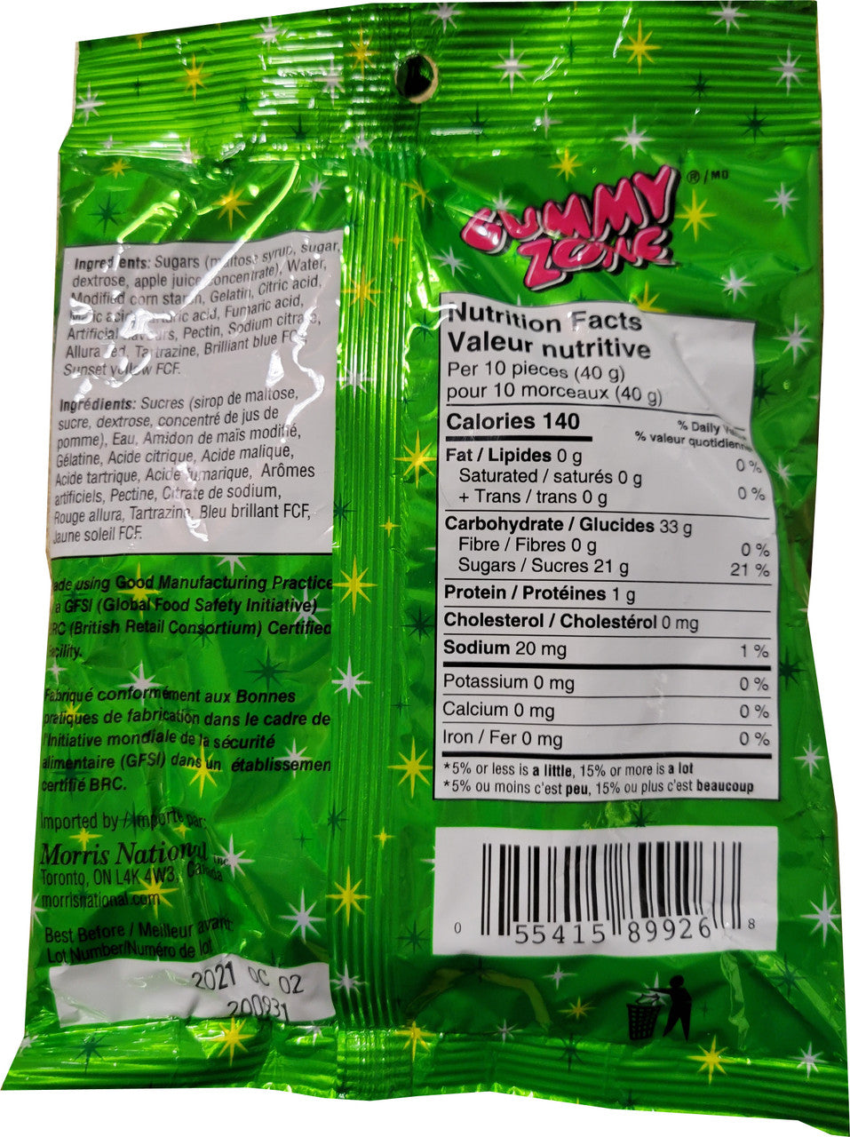 Gummy Zone Sour Tongue TINGLERS, (120g/4.2 oz. Bag) Sour Keys Gummy Candies, {Imported from Canada}