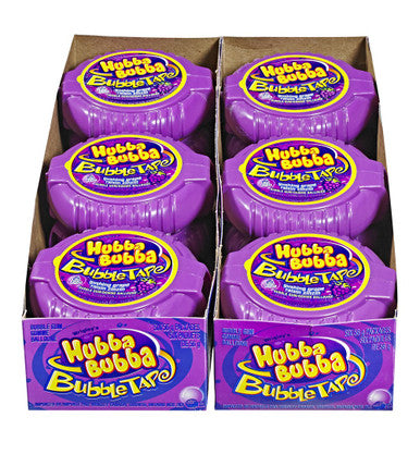 Hubba Bubba Bubble Tape, Gushing Grape, 6 Feet of Gum, 12 Count