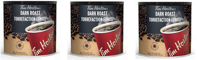 Tim Hortons Dark Roast Fine Grind Coffee Can 875g/30.9 oz (3pk) {Imported from Canada}