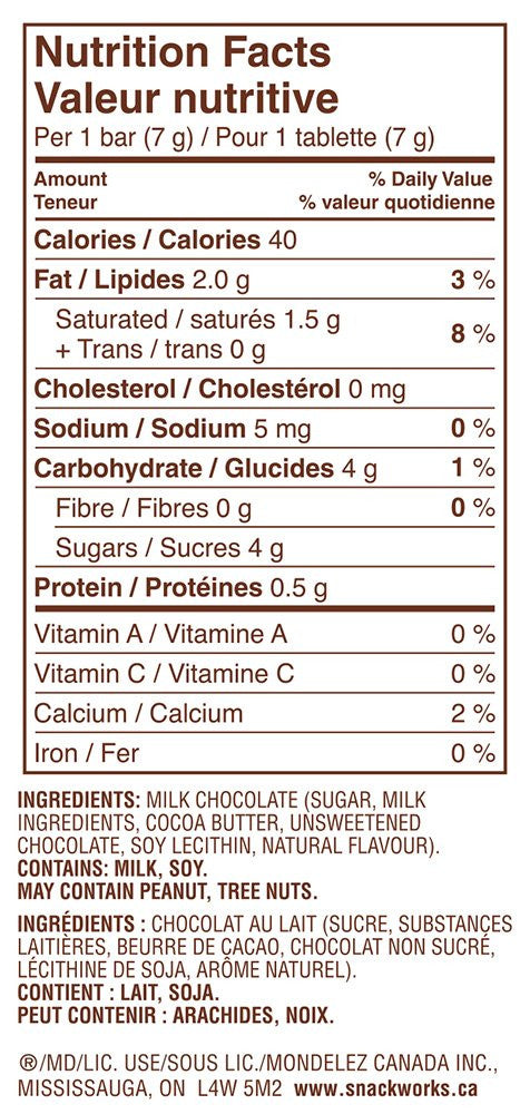 Cadbury Jersey Milk 100 Count Minis 700 Gram {Imported from Canada}