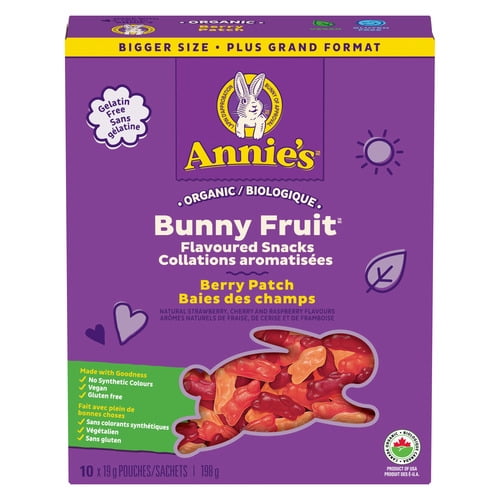 Annie's Homegrown Organic Berry Patch Bunny Fruit Snacks, 10 Pouches, 198g/7 oz